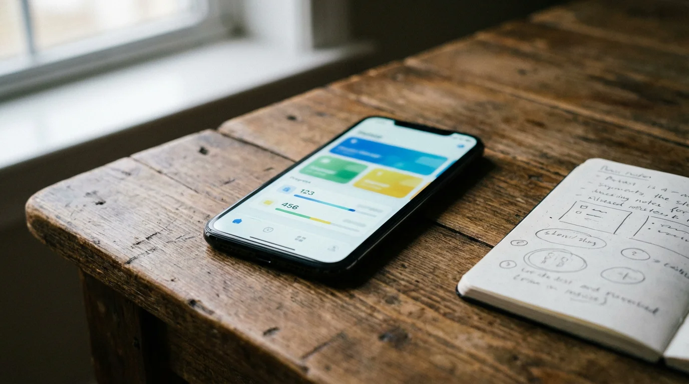 Smartphone su un tavolo con una app di scommesse sportive aperta accanto a degli appunti