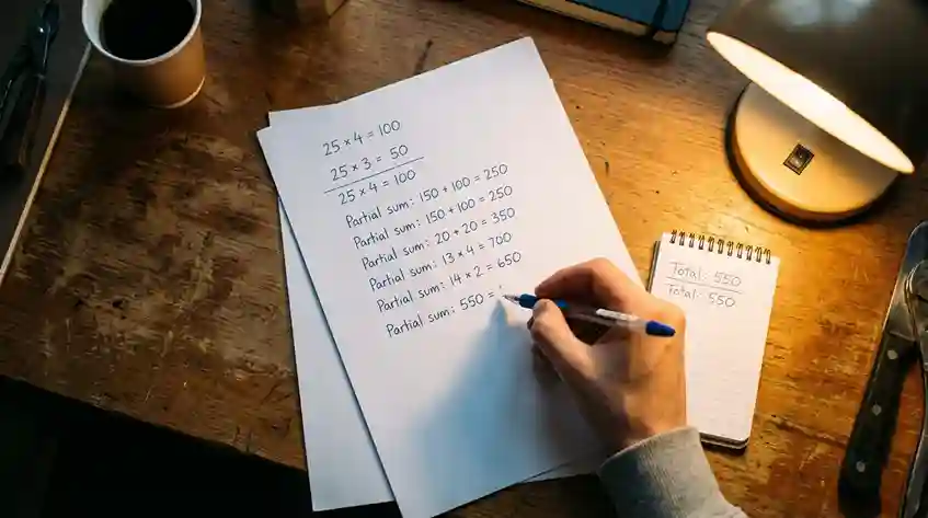 Foglio con formule scritte a mano per il calcolo delle vincite di un sistema di scommesse