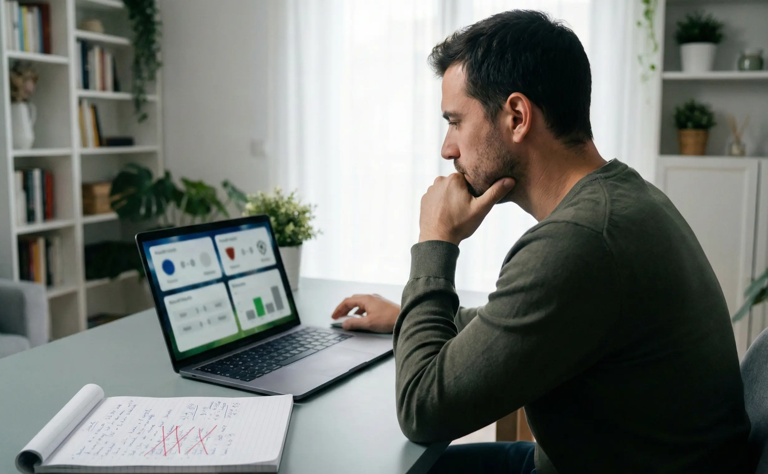 Scommettitore analizza risultati sportivi su laptop