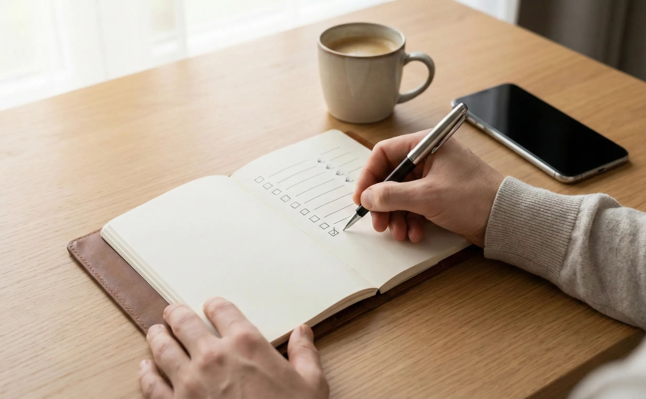 Persona che pianifica il budget su un blocco note